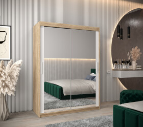 Šatní skříň Abi T3 Barva korpusu: Dub Sonoma, Rozměry: 150 cm, Dveře: Bílá