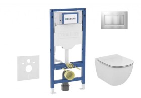 GEBERIT - Duofix Set předstěnové instalace, klozetu Tesi a sedátka softclose, tlačítko Sigma30, matný chrom/chrom SANI11CD2138