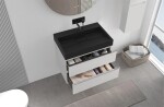 CERANO - Koupelnová skříňka Velora - bílá matná, úchytka chrom + umyvadlo z lit. mramoru Vita - černá matná - 70x63x46,5 CER-8050BD83993