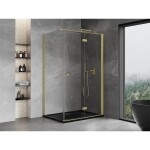 MEXEN/S - Mist-F sprchový kout skládací dveře pravá 95 x 90, transparent, zlato kartáčovaná 8A6T-095-090-55-00-P