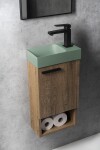 SAPHO - PICCOLINO betonové umývátko 30,8x17cm, baterie vpravo, zelená mat PK30523