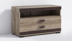 Televizní stolek P16 100cm Barva korpusu: Wenge, Lišta: Bílá, Barva dvířek: Dub - sonoma