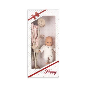 Konges Sløjd Panenka s kočárkem Poppy Doll Pink Check, růžová barva, kov, plast, textil