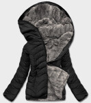 Černo-šedá krátká oboustranná dámská zimní bunda (2M-21507) odstíny černé S (36)