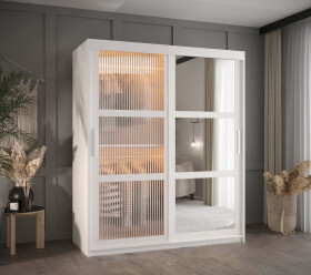 Šatní skříň Abi Flutes 2 Rozměry: 150 cm, Barva korpusu + barva dveří: Bílá + Bílá