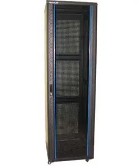 XtendLan 47U/600x800 černá / Stojanový rozvaděč / 19" / skleněné dveře / perforovaná záda (TELCO-47U-68-BLACK-S)
