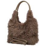 Módní dámská plyšová kabelka do ruky Viorica, hnědá