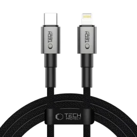 Tech-Protect Ultraboost DNA šedá / Nabíjecí kabel / USB-C - Lightning / PD 27W / 3A / 200 cm