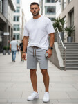 Pánské světle šedé teplákové kraťasy Dstreet model 21968978 - FashionStreet XL