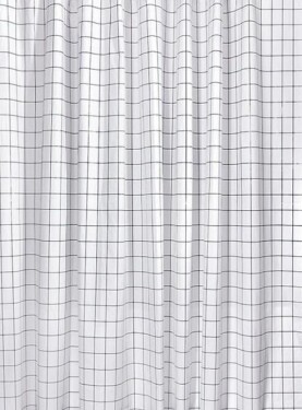 AQUALINE - Sprchový závěs 180x180cm, vinyl, černá/bílá čtvercový vzor ZV022