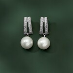 Náušnice s perlou a zirkony Catarina, Bílá