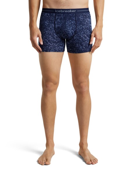 Pánské merino boxerky ICEBREAKER Mens Merino 150 Anatomica Boxers Moss Bloom, Midnight Navy/Aop velikost: XL