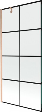 MEXEN/S - Next vanová zástěna FIX 90 x 150, černá vzor, měď kartáčovaná - 895-090-000-00-70-77 895-090-000-00-77-65