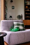 HK living Lněný polštář Lowlands 50 x 50 cm, zelená barva, textil