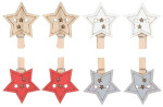 Hvězda dřevěná na kolíčku 4,5 cm (8 ks)