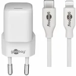 Goobay nabíjecí sada USB-C-Lightning bílá / Nabíječka a kabel / PD 30W / 1 m (64575)
