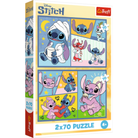 Puzzle Se Stitchem není nuda 2v1 2x70 dílků