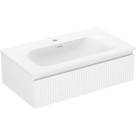 MEXEN/S - Rivel koupelnová skříňka 80 cm s umyvadlem Vela, 1 šuplík, reliéf , bílá mat 91A20-08023-1-BF01-W23M01