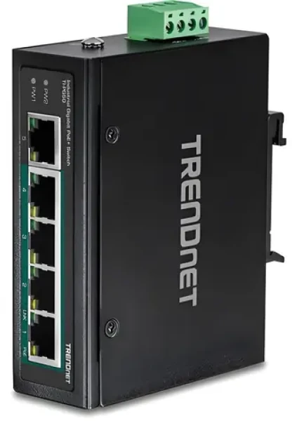 TRENDnet TI-PG50 / Průmyslový switch / 5 portů / 4x Gigabit PoE+ / 120W / L2 unmanaged / DIN-Rail (TI-PG50)