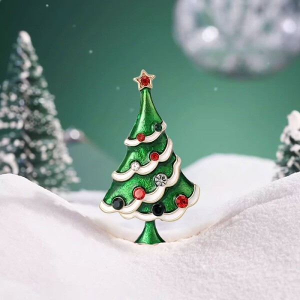 Vánoční brož ve tvaru zeleného stromečku, Zelená