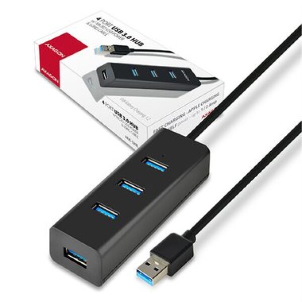 AXAGON HUE-S2BL 4x USB3.0 Charging Hub / 1.2m Cable / MicroUSB Charging (HUE-S2BL)