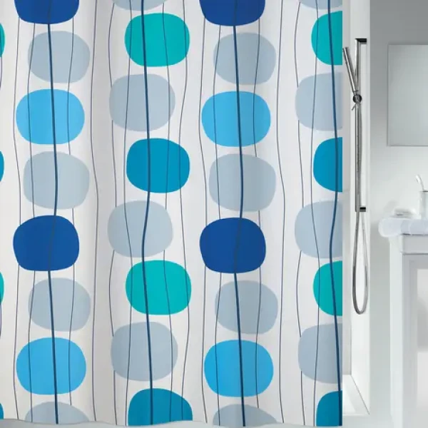 Spirella MOBILE bílý / Sprchový závěs / motiv puntíky / 180 x 200 cm / polyester