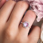 Royal Fashion prsten 14k zlato Vermeil GU-DR10305R-ROSEGOLD-MOONSTONE-ZIRCON Velikost: 7 (EU: 54-56)