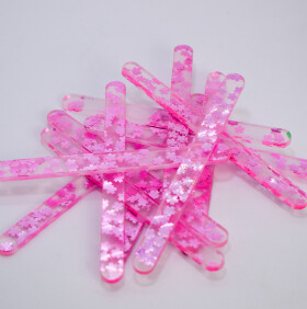 Cake star Akrylatové tyčky na nanuk růžová s třpytkami délka 11,5cm (10ks)