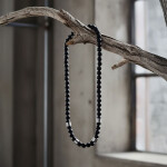 Luxusní pánský korálkový náhrdelník Franc - 8 mm černý onyx, Černá 55 cm