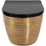REA - Závěsná WC mísa Carlo Mini Tornado Black Brush Gold REA-C4330