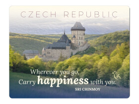 Magnet na lednici Czech Republic " Wherever you go. Carry Happiness With You" - Sri Chinmoy