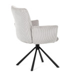 Židle jídelní, krémová manšestrová látka, 360° vratný mechanismus, černý kov