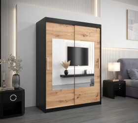Šatní skříň Abi To Barva korpusu: Černá, Rozměry: 150 cm, Dveře: Dub artisan