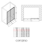 CERANO - Sprchové posuvné dveře Varone POINT L/P - 6 mm - černá matná, transparentní sklo - 100x195 CER-DY505B-100-195
