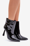 Lakované Kotníkové Boty Na Špičce Nazouvací Černé Seliri 40