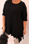 Dámská blůza Plus Size s bavlnou, kapsou a ohrnutým rukávem kiwi UNI