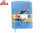 Plyšový zápisník 22 × 16 cm, 80 stran - Lilo & Stitch, modrý