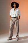 DEFACTO Wide Leg High Waist Wide Leg Collared Standard Length Trousers