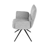 Židle jídelní, šedá látka, 360° vratný mechanismus, černý kov