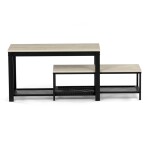 Botník 2 police, MDF dekor dub sonoma, kov - černý matný lak