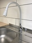 RAV Slezák - SÁZAVA - Dřezová baterie s flexibilním ramínkem, Chrom/Šedá, 3,8", SA306.0/13S