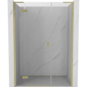 MEXEN/S - Mist-H L sprchové dveře křídlové levé 120, transparent, zlatá kartáčovaná 8A5L-120-001-55-00-L