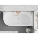 MEXEN/S - Silo volně stojící rohová vana pravá reliéf 170 x 80, bílá/černá, sifon a přepad růžové zlato 52891708075P-60