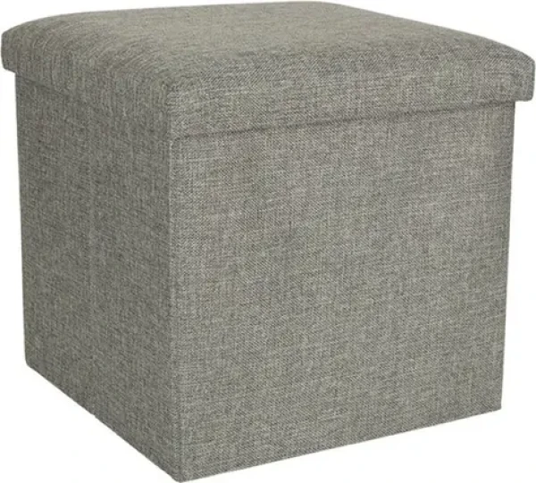 KIK Skládací pufa šedá / Puf s úložným prostorem / 38 × 38 × 38 cm / do 100 kg (KX4620)