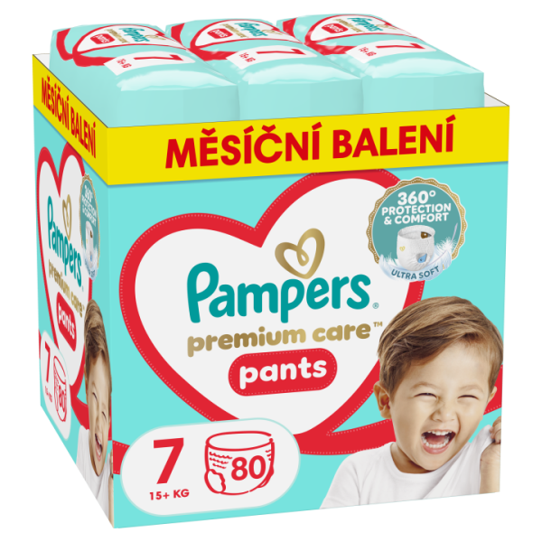 Pampers Premium Care plenkové Kalhotky Velikost 7, 80 Plenky, 15kg+