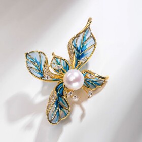 Elegantní brož Rozkvetlá orchidej, Zlatá