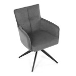 Židle jídelní, taštičkové pružiny v sedáku, 180° otočný mechanismus, šedá voděodolná látka, černý kov
