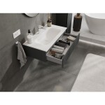 MEXEN/S - Rivel koupelnová skříňka 90 cm s umyvadlem Vela, 1 šuplík, reliéf , grafit mat/bílá mat 91A20-09023-1-BF66-W23M01
