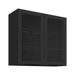 Horní prosklená skříňka 80 GS-72 2F Barva korpusu: Černá, Barva dvířek: Černá