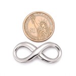 Spojovací mezidíl z nerezové oceli - velký - nekonečno - platinový - 39 x 17 x 3 mm - 1 ks